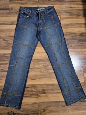 VINTAGE AZZURE LOVE LIFE Men's Grid-Stitch JEANS
